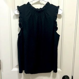 J. Crew Black Sleeveless Top w/ Polka Dot Detail